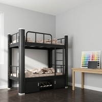 Lits superposés en métal pour appartement scolaire, lits superposés en acier pour étudiants avec armoire à chaussures