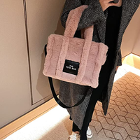 Sac fourre-tout pour femmes à la mode moelleux automne-hiver pochette de rangement poignée supérieure sac à main à bandoulière pour voyage travail doux confortable en peluche