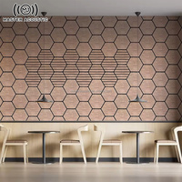 Master Acoustic Modern Hexagon Panneau mural décoratif en bois plaqué PET Lamelle de feutre acoustique pour l'école Solution de conception graphique