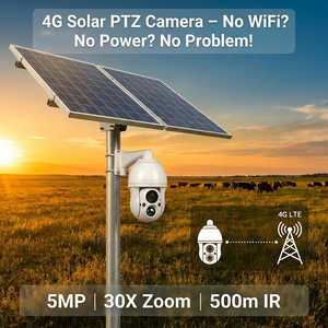 กล้องวงจรปิดแบบโดมหมุนได้ ความละเอียด 5MP สำหรับภายนอกอาคาร พร้อมระบบมองเห็นในเวลากลางคืน รองรับ 4G LTE หมุนได้ 360 องศา ซูม 18 เท่า ใช้พลังงานแสงอาทิตย์ - Product Image 2
