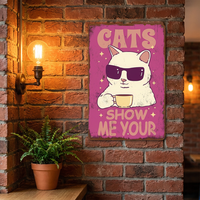 Plaques décoratives en métal sur le thème du chat, 20*30 cm, pour décoration murale