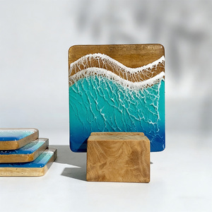 Sous-verre en résine motif vague marine, fait main, pour décoration de cuisine, vente en gros, personnalisable, promotionnel - Product Image 1