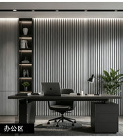 Nouveaux panneaux muraux acoustiques en fibre de polyester, surface noire brillante, panneaux absorbants du son, panneaux décoratifs à lattes