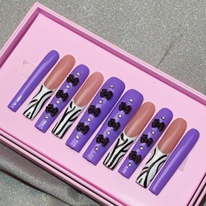 <span class=keywords><strong>Uñas</strong></span> Postizas de Acrílico Grueso Hechas a Mano con Pedrería, Impresión de Lujo - Product Image 4