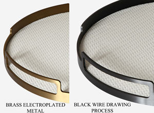 T314Wholesale Bandeja de servicio de metal de color personalizado Diseño circular de Ramadán Bandeja rodante Forma Bandejas de servicio de cuero decorativas para el hogar - Product Image 2