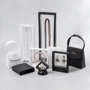 3D Transparent Floating Display Frame Holder Stands Jewelry Necklace Ring Medallion Coin Suspended <b>White</b> <b>Gift</b> Packaging <b>Box</b> case - Product Image 2
