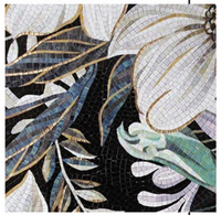 Œuvre d'art en mosaïque personnalisée, motif floral découpé à la main