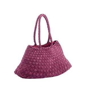女性用スエード織りハンドバッグ,ハンドル付きパープルレッド織りトートバッグ,ファッションソフトレザー財布OEM ODM - Product Image 2