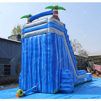 Toboggan aquatique gonflable commercial en PVC bleu marbré de 20 pieds et 22 pieds pour adultes et enfants