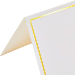 Biglietti con nome in bianco bordo in lamina d'oro posti riservati carte tenda segnaposto per la tavola per la cerimonia nuziale Baby Shower - Product Image 3
