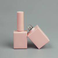 Flacon de vernis à ongles en verre rose mat givré de 15 ml avec bouchon pinceau rose pour vernis à ongles gel UV de 10 ml