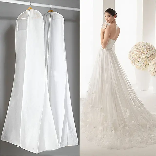 2024 Custom Printed Extra Long Bridal Wedding Dress Cover Garment Bag For Long Dresses
