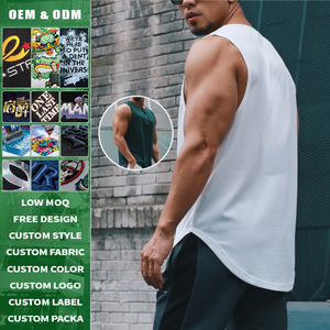 เสื้อกล้ามคอกลมทรงปกติ ผ้าสแปนเด็กซ์/คอตตอน ระบายอากาศได้ดี แห้งเร็ว ทรงเข้ารูป ชายเสื้อโค้ง พิมพ์ลายโลโก้ ขายส่ง - Product Image 3