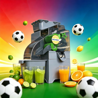 Voetbalfan favoriet reclame apparaat sinaasappelpers limonademachine verse pers