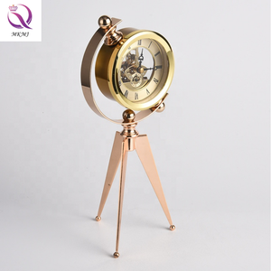 Đồng Hồ Thủ Công Màu Vàng Kim Loại Châu Âu Đồng Hồ Để Bàn Đồng Hồ Để Bàn Máy Ảnh Ba Chân Phòng Học - Product Image 4