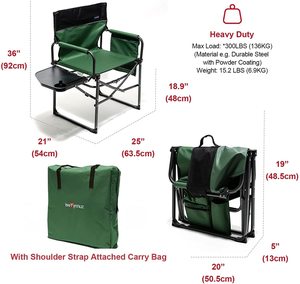 Chaise de camping pliable en Oxford 600x300D avec table latérale, portable, pour l'extérieur, fabriquée en usine, entrepôt américain - Product Image 4