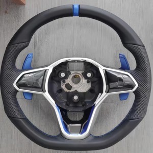 Volant en cuir semi-perforé <span class=keywords><strong>R</strong></span>-Line pour Volkswagen VW <span class=keywords><strong>Golf</strong></span> 8 MK8 <span class=keywords><strong>R</strong></span> 5 6 <span class=keywords><strong>7</strong></span> MK5 MK6 MK7 Polo GTI Scirocco Jetta Passat B8 - Product Image 1