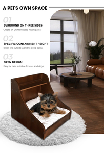 سرير الحيوانات الأليفة سرير خشبي للتدليك رغوة صلبة مخصصة الحيوانات الأليفة الخشب العتيقة الأثاث فو الفراء الحيوانات الأليفة سرير مع حصيرة لينة - Product Image 6