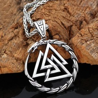 Collier Amulette Triple Triangle Viking Nordique Tendance, Design Vintage, Rune, Dragon en Acier Inoxydable pour Hommes et Femmes