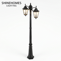 Lampadaire extérieur vintage en aluminium moulé sous pression, personnalisable, à tête simple ou double, 1,7-3,5 m, E27, pour jardin, parc communautaire