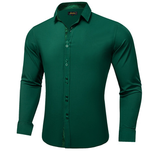 Nuova Camicia da <span class=keywords><strong>Uomo</strong></span> <span class=keywords><strong>Verde</strong></span> Mare con Inserti in Seta, Maniche Lunghe, Formale da Ufficio, Vestibilità Slim, Camicie Sociali, Abbigliamento Maschile - Product Image 3