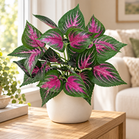Plante artificielle de coleus vert et violet, fausse plante décorative pour vase, maison, chambre, arrangements floraux de mariage, vente en gros