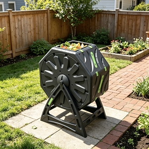 Composteur rotatif 70L moderne en plastique robuste pour déchets alimentaires de jardin et de cuisine, avec fonction de nettoyage facile pour usage extérieur - Product Image 3