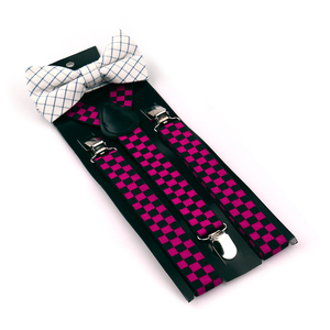 Venta al por mayor adultos Correa Verde Negro rojo moda Plaid Y forma <span class=keywords><strong>tirantes</strong></span> para pantalones camisas hombres <span class=keywords><strong>tirantes</strong></span> pajarita conjunto - Product Image 6