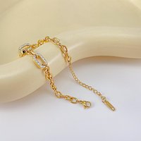 Bracelet réglable en acier inoxydable plaqué or, résistant au ternissement et à l'eau, avec zircon de luxe, haute qualité, OEM, vente en gros