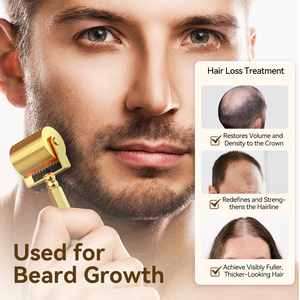 Le plus récent luxueux 24k or titane Glod rouleau 250 microneedle rouleau <span class=keywords><strong>derma</strong></span> rouleau soins de la peau outil facial <span class=keywords><strong>pour</strong></span> les cheveux et la <span class=keywords><strong>barbe</strong></span> - Product Image 3