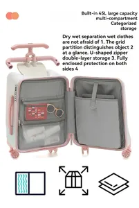 Valise à roulettes pour enfant, bagage à main enfant, valise enfant à cheval avec roues silencieuses pour les voyages - Product Image 6