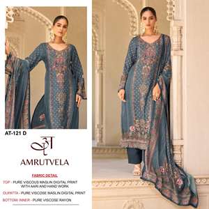 Elegante Salwar Kameez Maslin con Bordado a Mano Detallado, Pantalones de Viscosa Suave Sin Arrugas, Diseño Étnico Moderno, Ropa Festiva - Product Image 2
