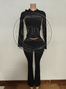 2025 Herbst und Winter Neuheiten Damen bekleidung Pelz kragen Hoodies Jacke und Hose Y2k Kleidung Custom Logo 2-teiliges Set Damen - Product Image 3