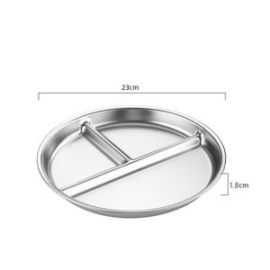Piatto Diviso in Acciaio Inox 304 da 23cm, Vassoio Rotondo a 3 Scomparti per Controllo Porzioni, Piatto di Servizio per Adulti e Mensa - Product Image 6