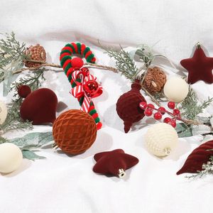 Adornos de Bolas de Navidad Flocadas, Juego de Bolas Decorativas de Navidad de Colores Mezclados y Formas Especiales para Decoración de Árboles de Navidad - Product Image 3