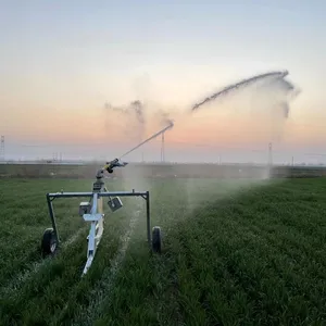 Nouveau type de système d'irrigation de bobine de tuyau d'eau roulant la machine d'arrosage de roues avec le pistolet de pulvérisation dans la ferme