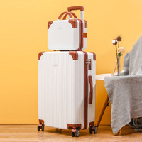 Valise à roulettes rétro unisexe, roues multidirectionnelles, matériau néoprène, serrure à combinaison standard, grande capacité
