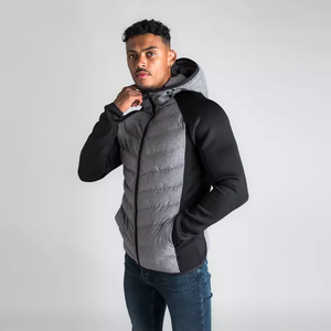 Chaquetas acolchadas de alta calidad para hombre, color gris y negro, ajustadas, con cremallera, manga larga, ropa de moda, chaqueta acolchada para hombre - Product Image 1