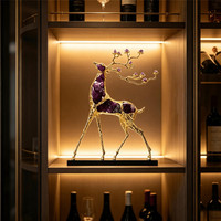 Sculpture de cerf en alliage de luxe moderne avec cristaux creux, ornement de table, décoration de salon, cadeau de pendaison de crémaillère