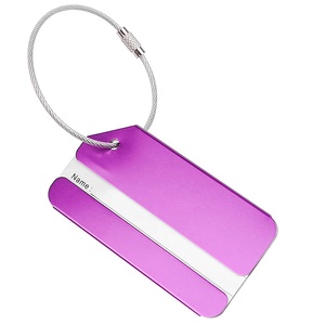 Individuelles großhandels-farbenartiges metall-aluminium-blaus-rosa gepäcketikett Logo für Reisen - Product Image 4