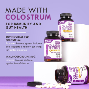 Oem פפטידים קולגן קפסולות עם <span class=keywords><strong>colostrum</strong></span>, ביוטין ו קרטין סוג i, ii, iii, v, x לעור שיער וויטמינים - Product Image 4