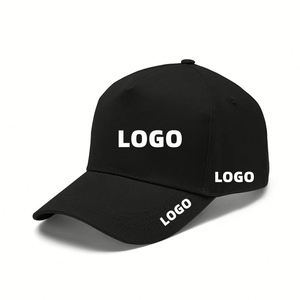 Gorras de Béisbol Personalizadas de 5 Paneles con Bordado 3D, Color Negro Liso, para Hombre y Mujer, Gorras con Visera Curva y Cierre a Presión - Product Image 1