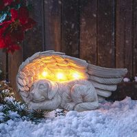 IHeartDogs Cadeaux commémoratifs pour chiens - Lumière solaire de jardin « Pour toujours mon ange gardien » - Pierre commémorative pour animaux de compagnie en résine avec ailes d'ange