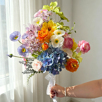 Bouquet de Mariage Artificiel de Luxe pour la Mariée, Composition Florale en Soie Prête à l'emploi pour Accessoires de Photographie de Fiançailles, Vente en Gros