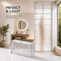 Bloc de verre solide ultra-blanc de luxe contemporain double face effet cristal de glace 200x100x50mm pour cuisine, salle à manger, extérieur, école, hall