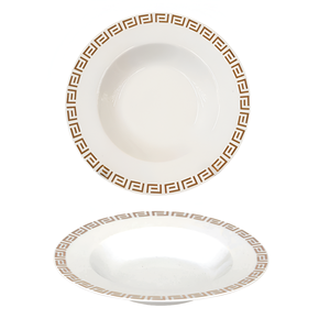 Piatto Fondo in Porcellana AYA 22x3,5cm Bianco con Decorazione - Product Image 1