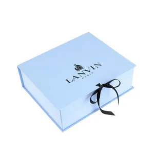 Folding Gift Box Custom Logo Wholesale Luxury Folding Black Magnet Clothing Paper Gift Box Packaging With Ribbon Magnetic Gift Box
