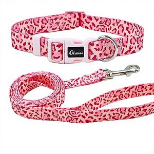 Conjunto de Correa para Reptiles Olahibi con Estampado Animal, Material de Poliéster de Liberación Rápida, Collar Ajustable de 1.5 m, Correa a Juego Rosa - Product Image 1