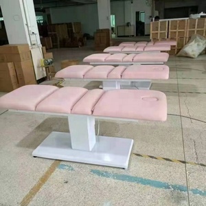 Hot Selling pink Treatment Chair <b>Electric</b> Beauty Facial Curvy Nude Leather Gold Lash Bed Massage <b>Table</b> with Cover for Spa Salon - Product Image 5