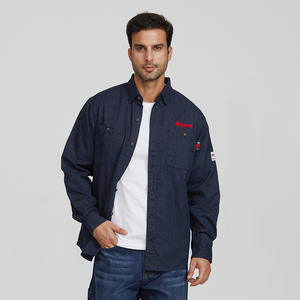 Camisa de Trabajo Dyne Azul Marino de Algodón, Uniforme de Fábrica/Taller, Diseño Personalizado Xk22 56346 - Product Image 4